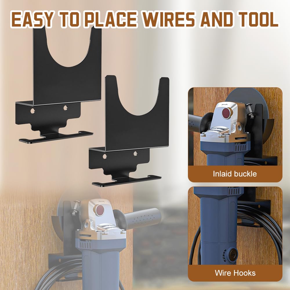 Supporto Da Parete Per Smerigliatrice Angolare - 2 Pezzi In Metallo, Per Attrezzi 5 Pollici - Foto 2