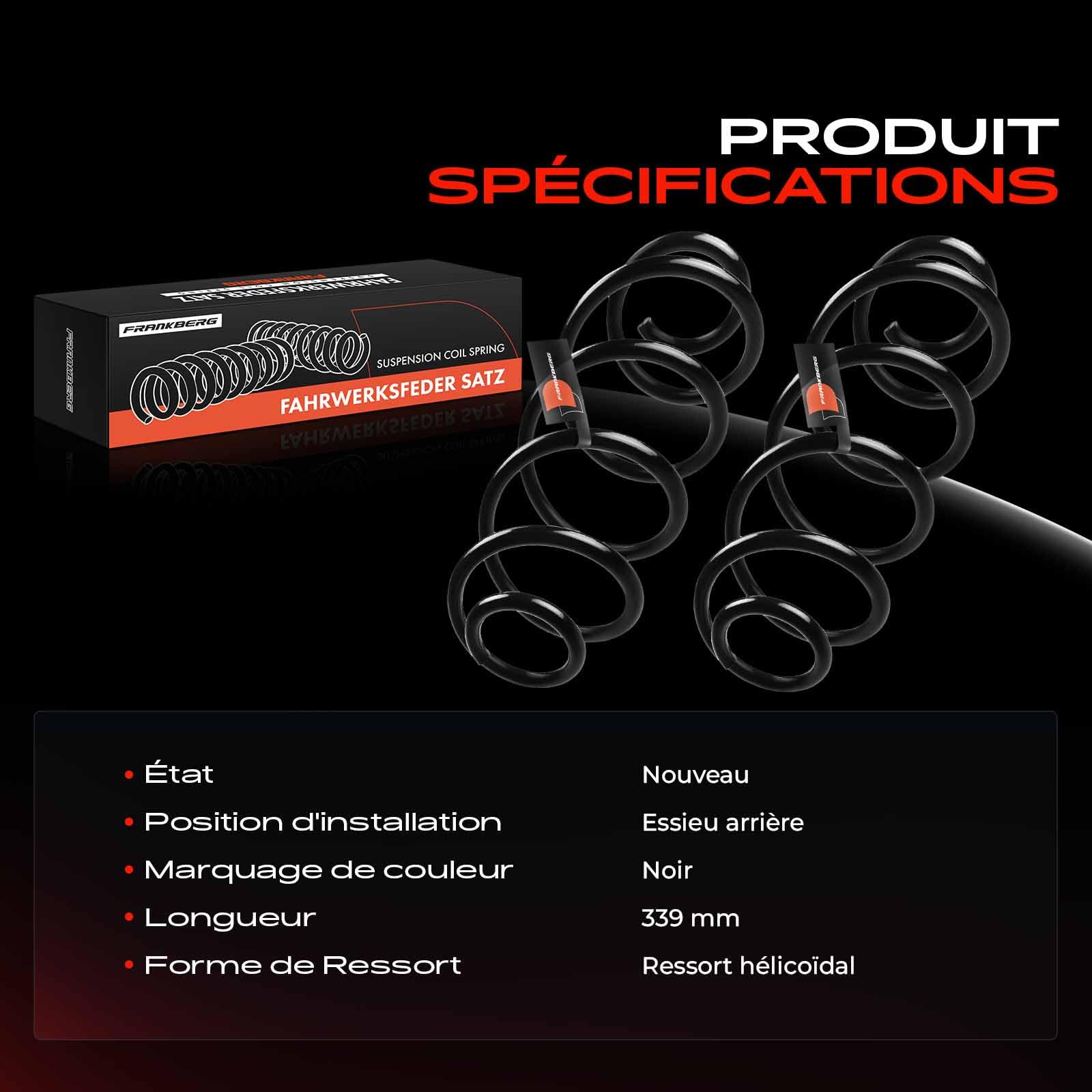 Frankberg 2 ressorts de suspension pour essieu arrière 5102P2 | Compatible avec: