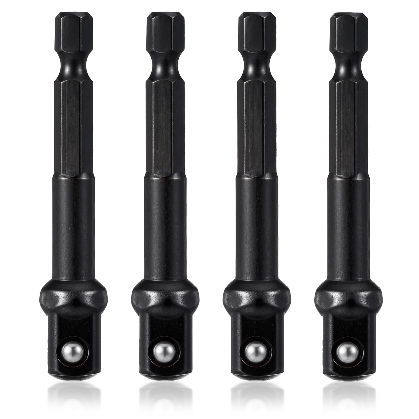 Nogeqi 4 Pcs 3/8 Impact Adapter,Impact Socket Adapter Set,1/4 to 3/8 Drive Adapters Kit for Drills Extension Accessory Driver Bits for Automotive DIY, Handle Nut Driver and Drills