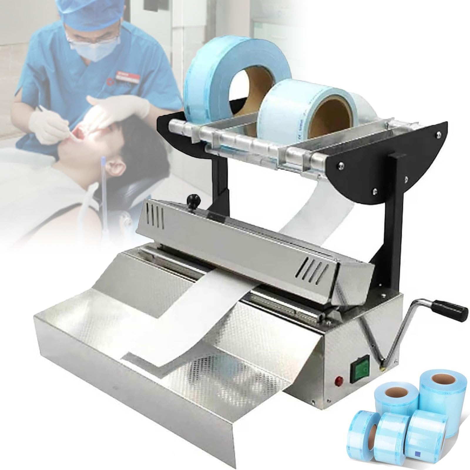 GYKOZY Lab Bag Sealing Machine, Stainless Steel, 250mm Sealing Width, 10mm Indentation, 6 Temperature Settings, Ideals for Surgical Instrument Packaging