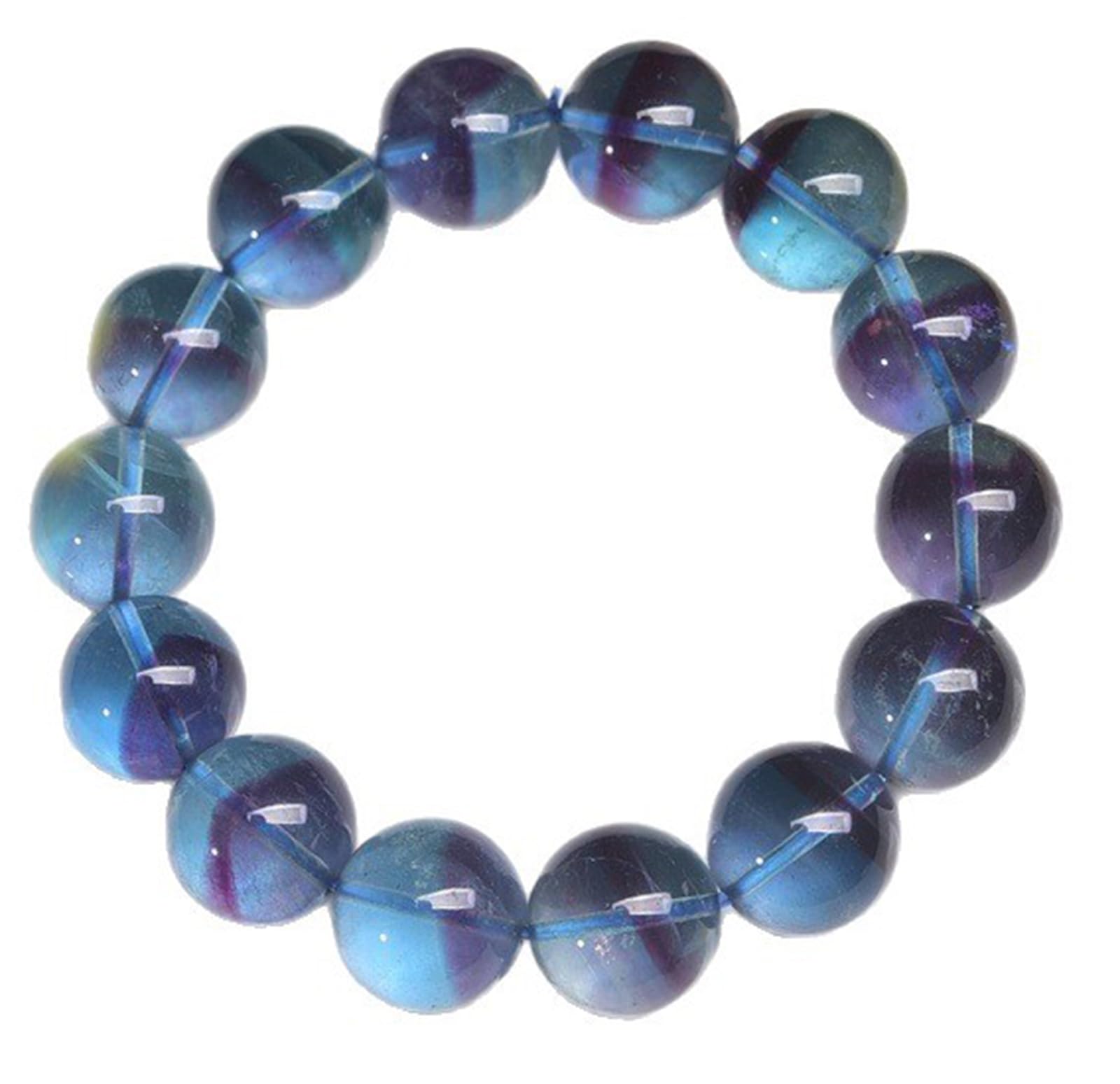 Pulsera de Cuentas de fluorita Azul Hielo Natural para Mujer, Pulseras elásticas de Cristales con Cuentas, Regalos de joyería para cumpleaños, San Valentín y Navidad para Ella,11mm