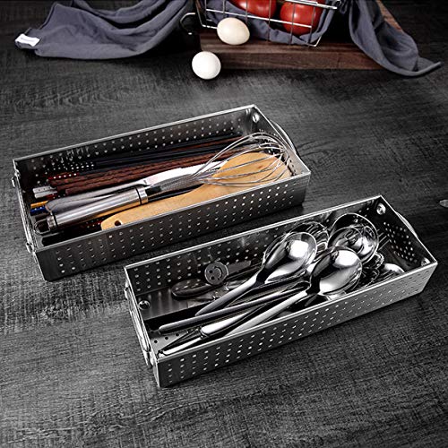 AIYoo Mesh Cutlery Tray Drawer Organizer - 304 Stainless Steel Kitchen Utensil Drawer Organizer/Silverware Storage Kitchen Utensil Flatware Tray - 11.3x4.1x2.0 Inch - Image 3