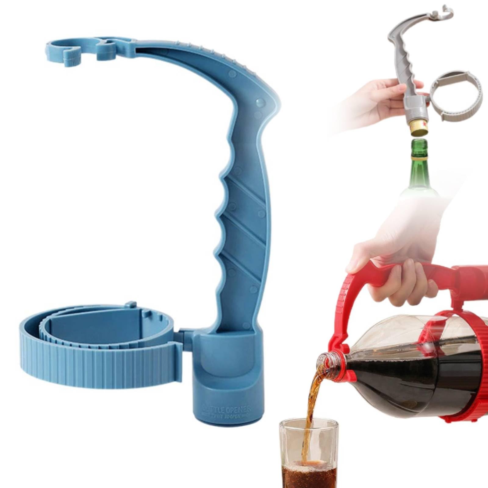 Beverage Bottle Handle Plastic Soda Bottle Pour Assist Handle for Easy Control and Avoid Spills (Blue)