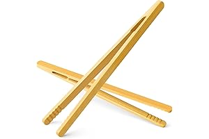 Reusable Bamboo Toaster Tongs 2 Pcs, 7 inch
