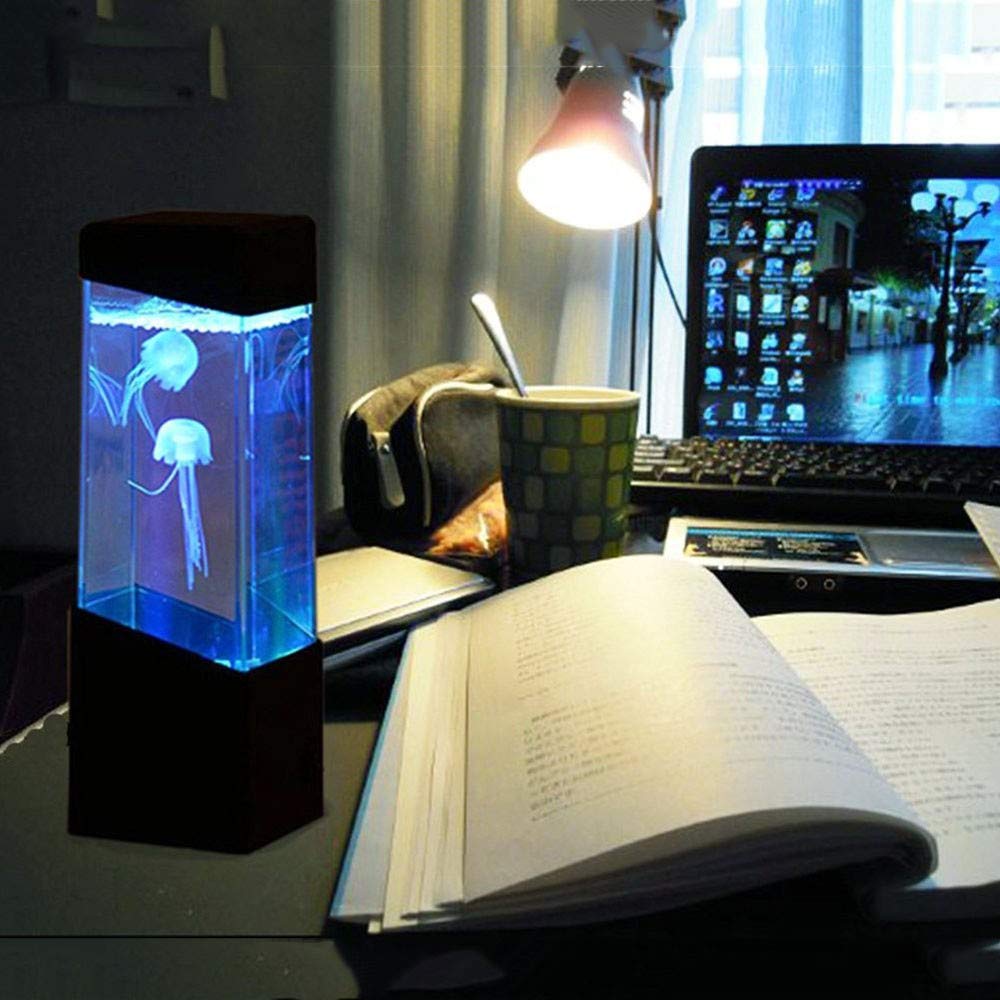 Mini Meduse Artificiali Lampada,LED Lights Relaxing Mood Lamp Light Lampada Comodino Carica USB Interruttore a Pulsante Decorazione Camera da Letto Lampada Magica per