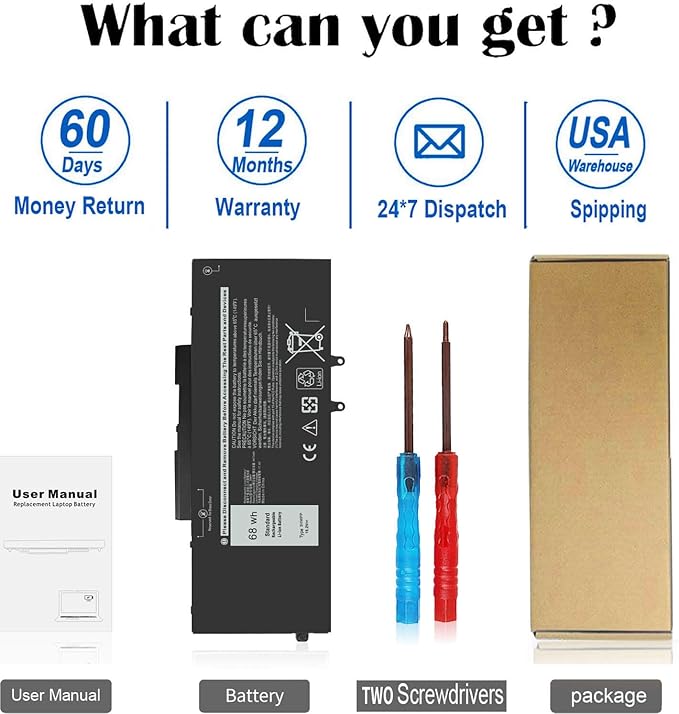 Batería 68Wh 15.2V 3HWPP para Dell Inspiron Latitude Precision miniatura 5