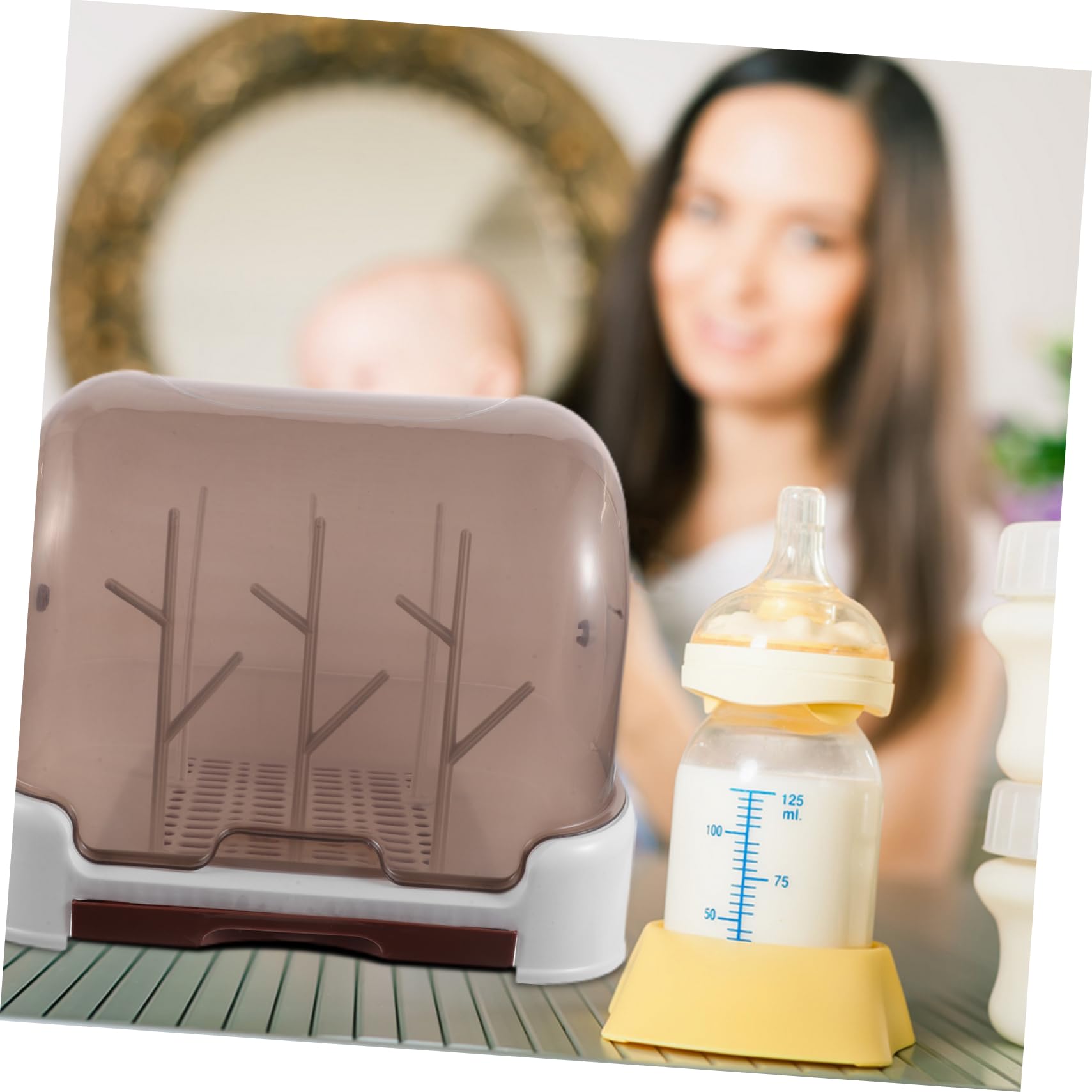 Estante para Secar Biberones con Tapa Antipolvo Escurridor de Biberones Compacto para Cocina Secador de Rápido para Bebés