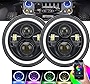 ICBEAMER 7' RGB LED Headlights Bulb Halo Angel Eye DOT Approved Phone APP Bluetooth Control for 1997-2018 Jeep Wrangler