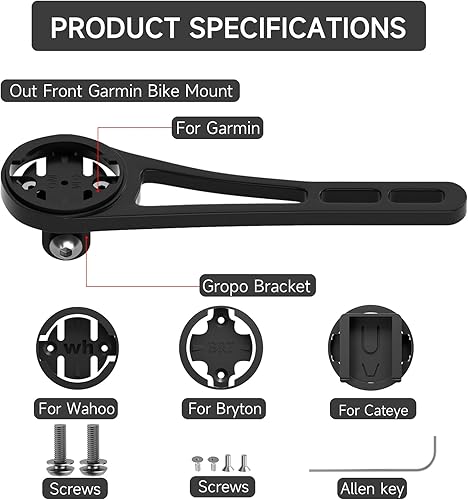 Miniatura 2 de Soporte para computadora de ciclismo de aleación de aluminio delantero para Garmin Road Bike Manillares integrados, compatible con Garmin GPS y
