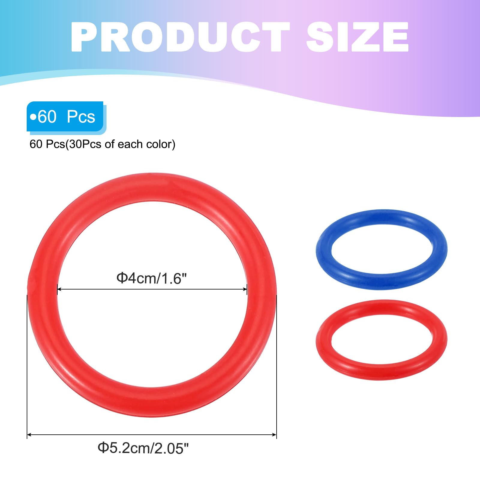 PATIKIL 2" Plastic Ring-Toss Rings for Bottles 60 Pack Carnival Rings Plastic Hoops for Speed and Agility Practice Outdoor Party Favor - Image 2