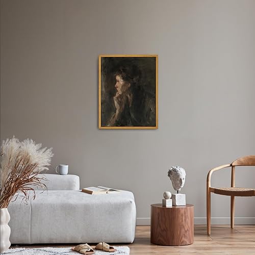 Miniatura 6 de Roslynity Lienzo enmarcado, clásico, impresión al óleo, retrato obscuro de mujer en contemplación, francés, obra de arte retro estética para hogar,