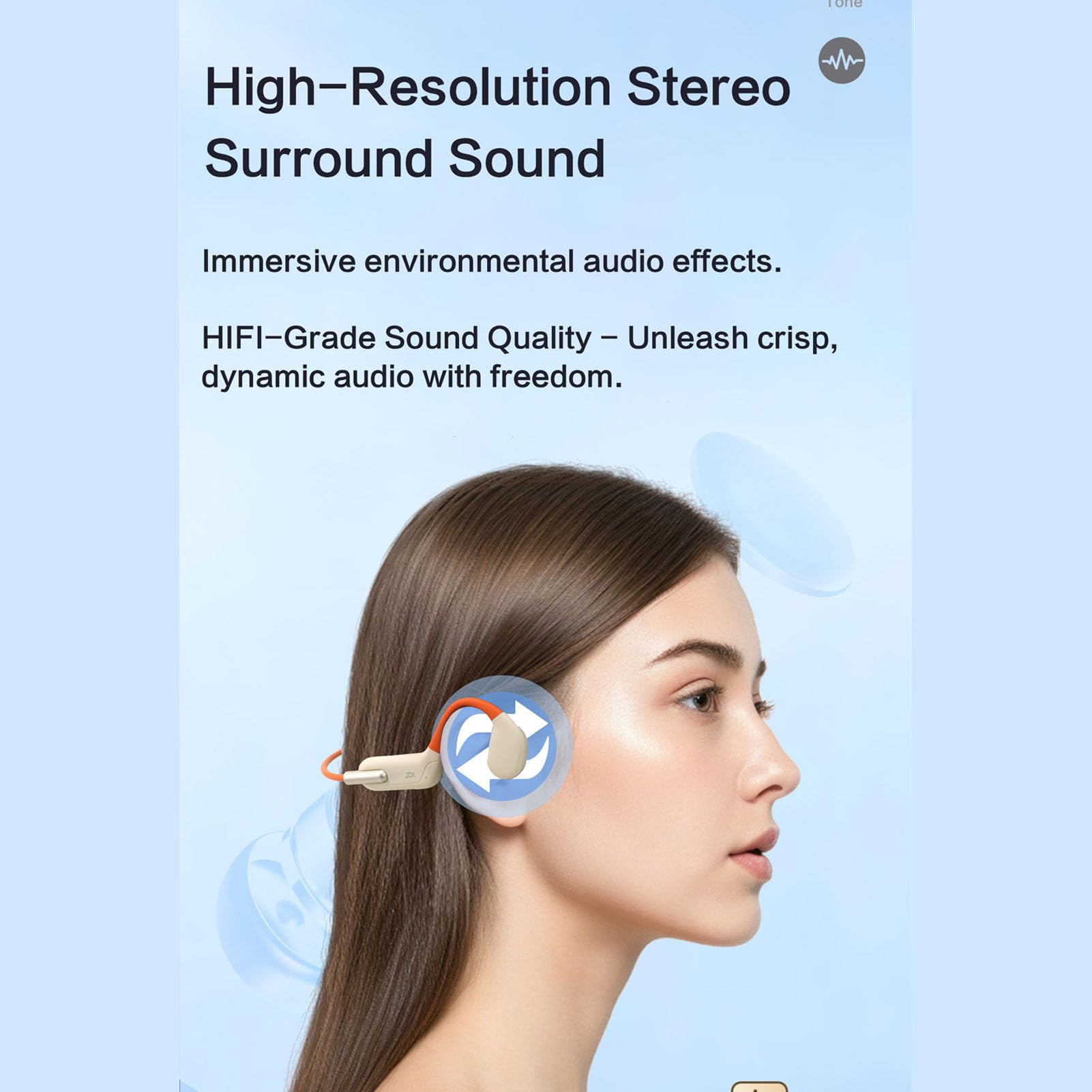 Cuffie a Conduzione Ossea Cuffie Indossabili, Bluetooth 5.4 HD Stereo Design Leggero Controllo Intelligente per il Nuoto, la Corsa, L'escursionismo