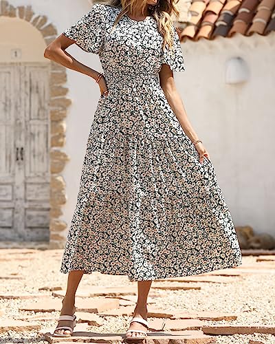 Image of PRETTYGARDEN Women's Casual Smocked Boho Floral A-Line Maxi Dress 2026