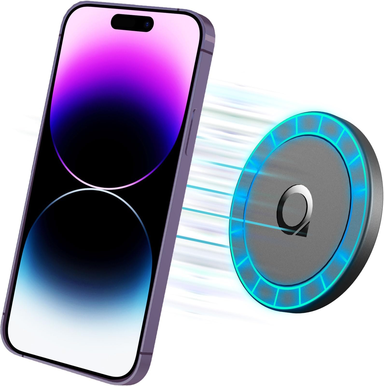 Sticky Magnetic Phone Mount Compatible with Magsafe 16 15 14 13 12 Pro Max Mini Car Mount and Wall Mount Soft Silicone Front