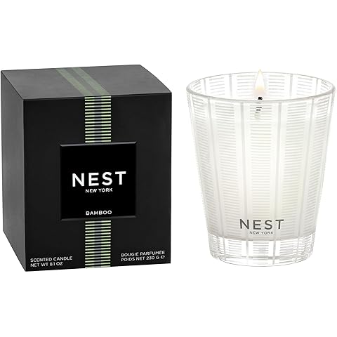 NEST New York Scented Classic Candle, Bamboo - 8.1 oz - Up to 60-Hour Burn Time - Reusable Glass Vessel