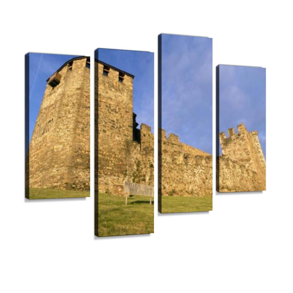 4 Panel view of ponferrada old town, san andres, cathedral and medieval Canvas Pictures Home Decor Gifts Canvas Wall Art for your Living Room