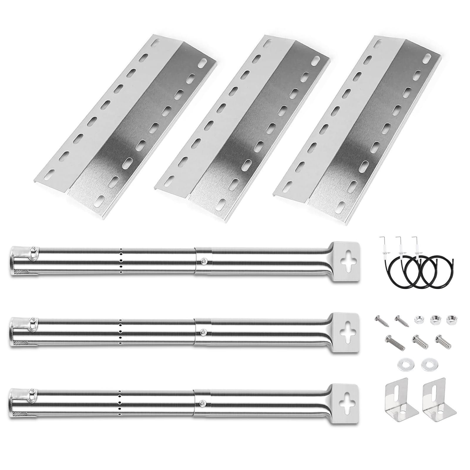 Lot De 3 Cache-Brûleurs Universels 39,5 X 12,5 Cm - Acier Inoxydable Pour Enders Kansas, Landmann Triton, Avalon, Grillchef