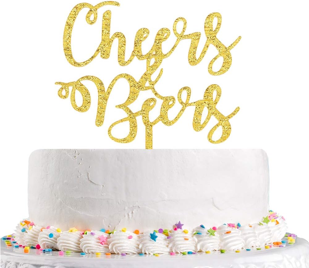 Cheers Beers Cake Topper -Happy Birthday Cake Topper - Baby Shower- Happy Wedding/Retirement/Anniversary Party Decorations