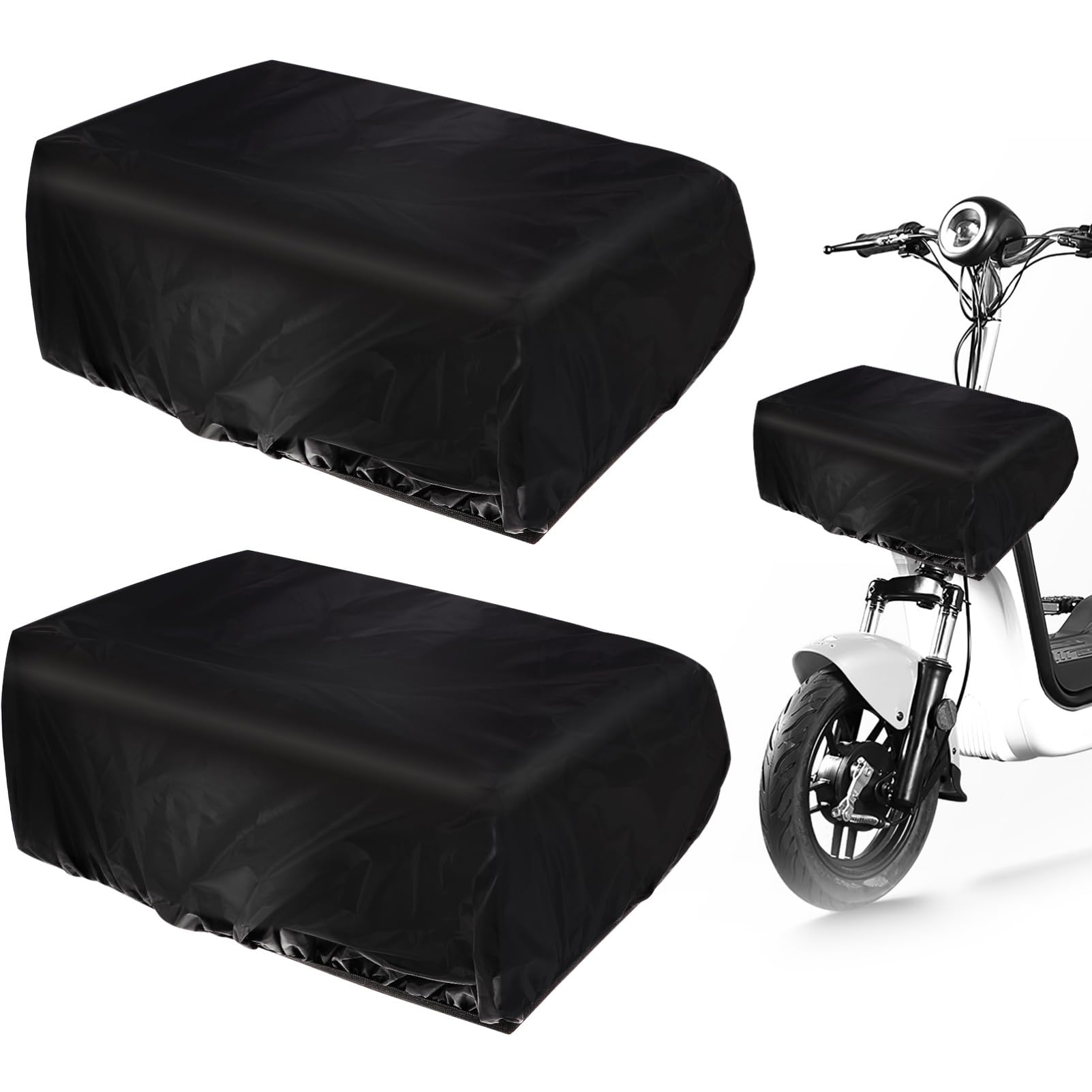 2 Pcs Electric Bike Basket Covers, Waterproof Rear Bike Basket Protection, Rainproof Dustproof Sunproof, Easy Install, Black, 70*80cm