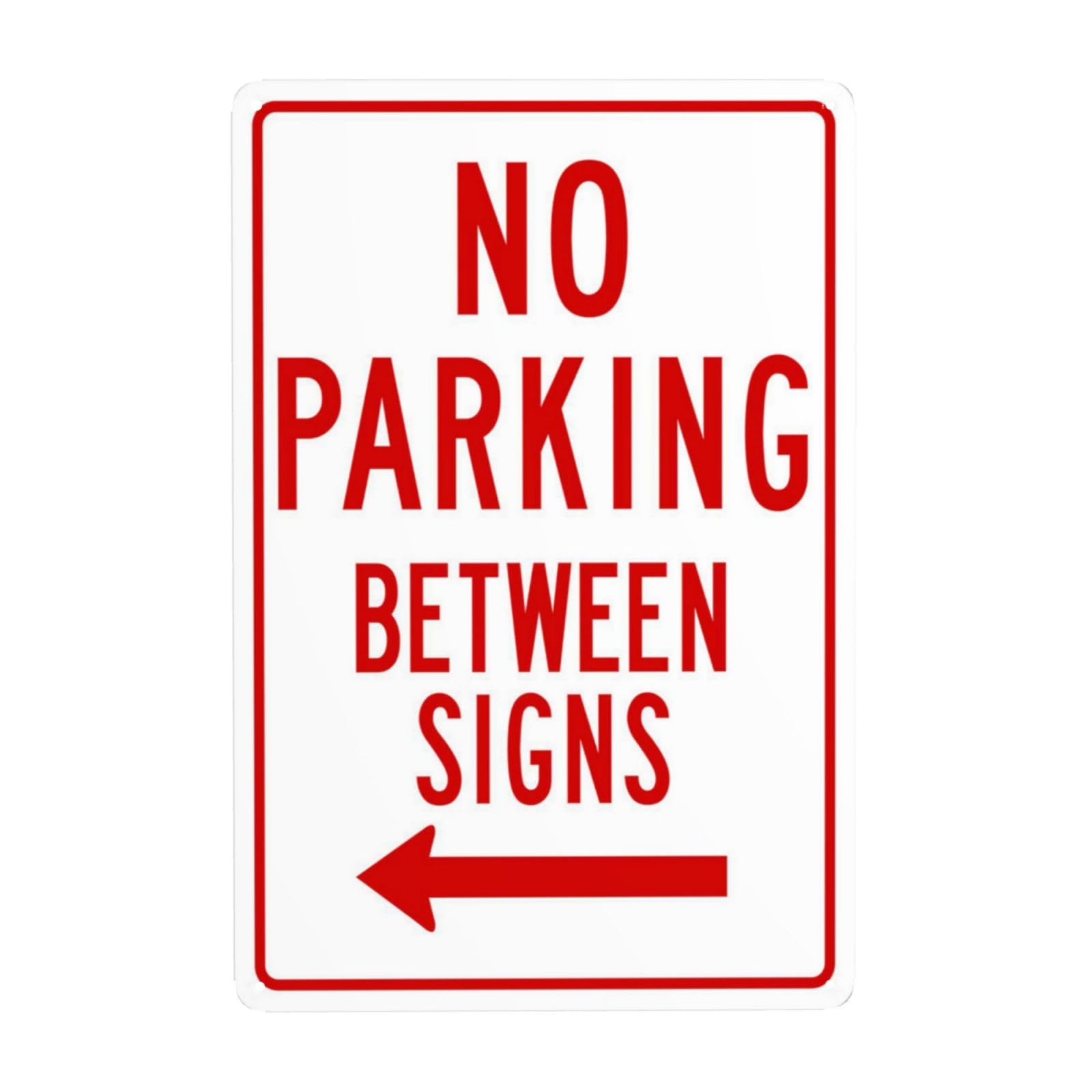 SMAZDFXX No Parking Between Signs with Left Arrow Metal Warning Tin Sign Cautions Security for Street Business Decor 5.5"x8"