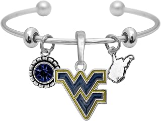 Sports Accessory Store West Virginia Home Sweet Home Silver Crystal Cuff Bracelet WVU