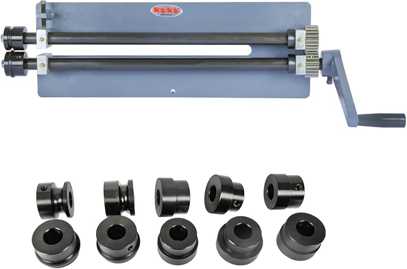 Sheet Metal Bead Roller, 18 Gauge KAKA INDUSTRIAL RM-18 | 18 in throat with 6 die sets, Manual crank rotary forming,Beading and flanging dies included