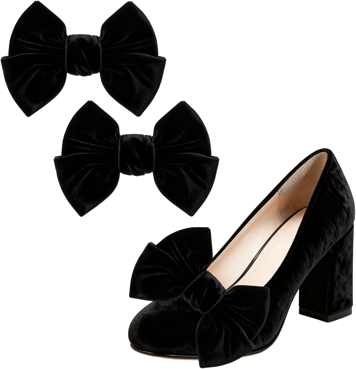 2 Pcs Velvet Bow Shoe Clips Decorative Shoe Clips for Women Wedding Party Shoe Charms Decoration Wedding Gift