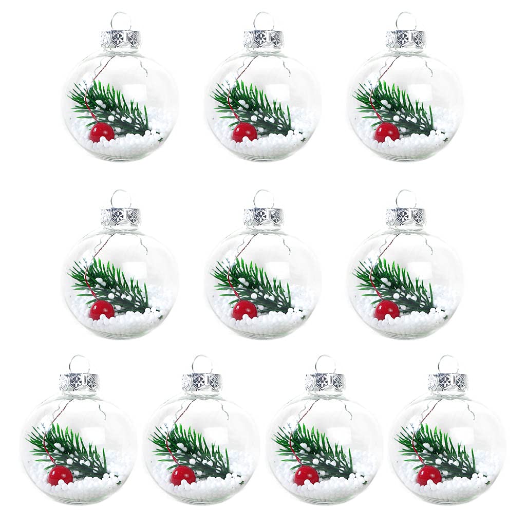Kalttoy E 10 Pcs Christmas Balls Transparent Art Window Tre Pendants Balls Decoration For Anniversaries Hom Party Ornaments