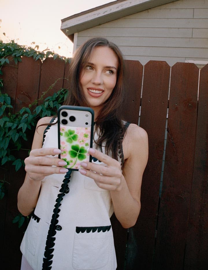 Image of Wildflower Cases - Compatible with iPhone 16 Pro Max | Protective Black Bumper, 4ft Drop TeSaint Certified, Women Owned Small Business | Saint Patty's Green Clover Cute Trending | Miss Lucky