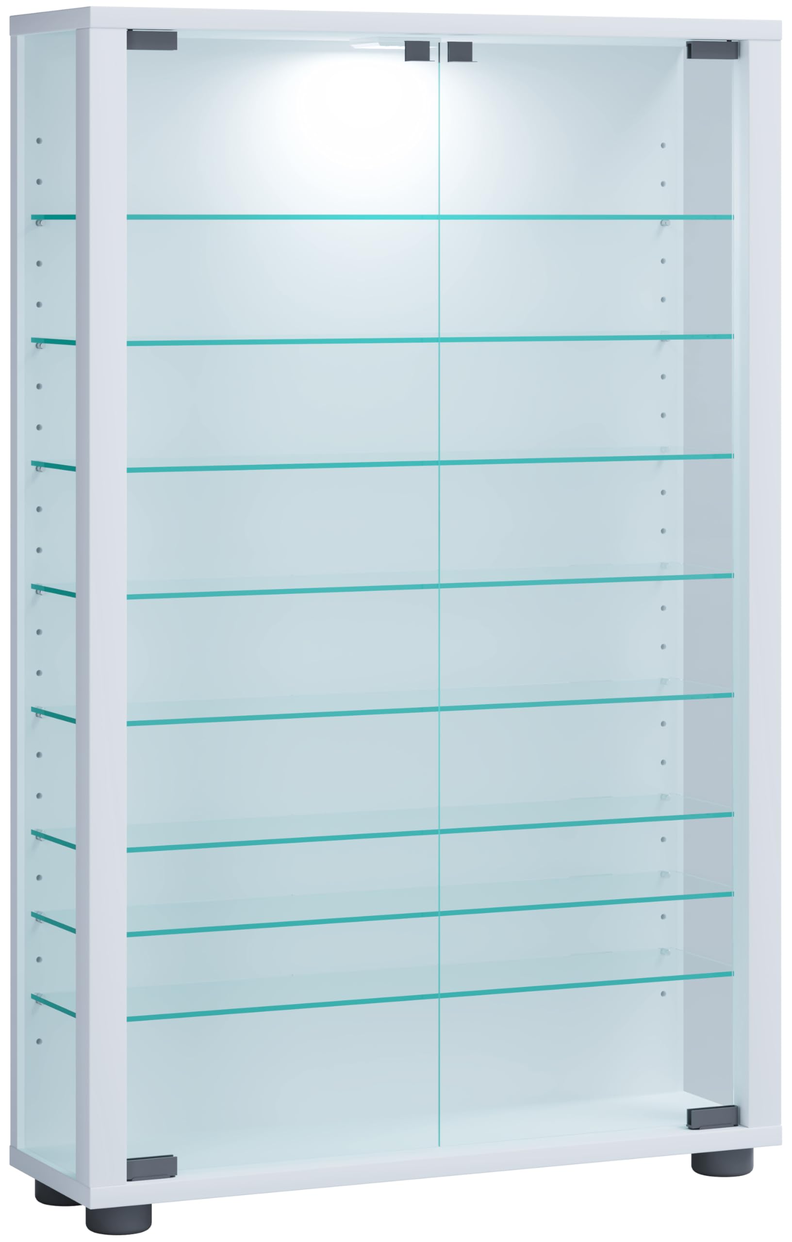 VCM Standvitrine 59x18x90 cm 2 Türen 9 Fächer Glas Holzwerkstoff