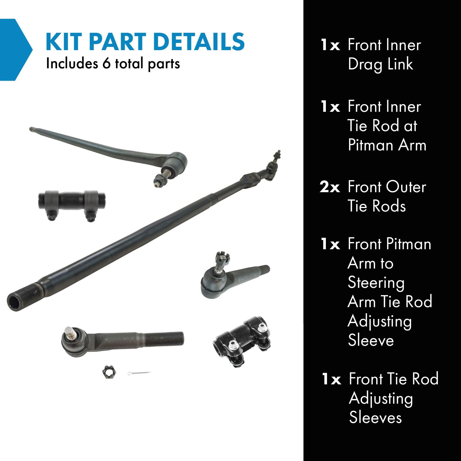 Front Steering & Suspension Kit | 10-Piece Set With Ball Joints, Tie Rods & Sleeves For Chevy/GMC C1500 - View #2