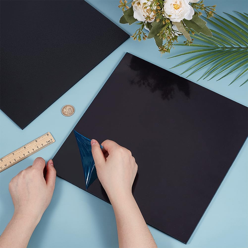 OLYCRAFT 2pcs feuille de Plastique ABS Noir Texturé de 30x30cm Épaisseur 6mm Thermoformable Carrée Formable Sous Vide Panneaux en Plastique Noir pour la Construction Maquettes Bricolage