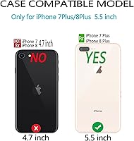 Vista 2 de NB - Funda tipo cartera para iPhone 7 Plus, iPhone 8 Plus, piel sintética, magnética, con función atril y función atril para iPhone 7 Plus, 8 Plus