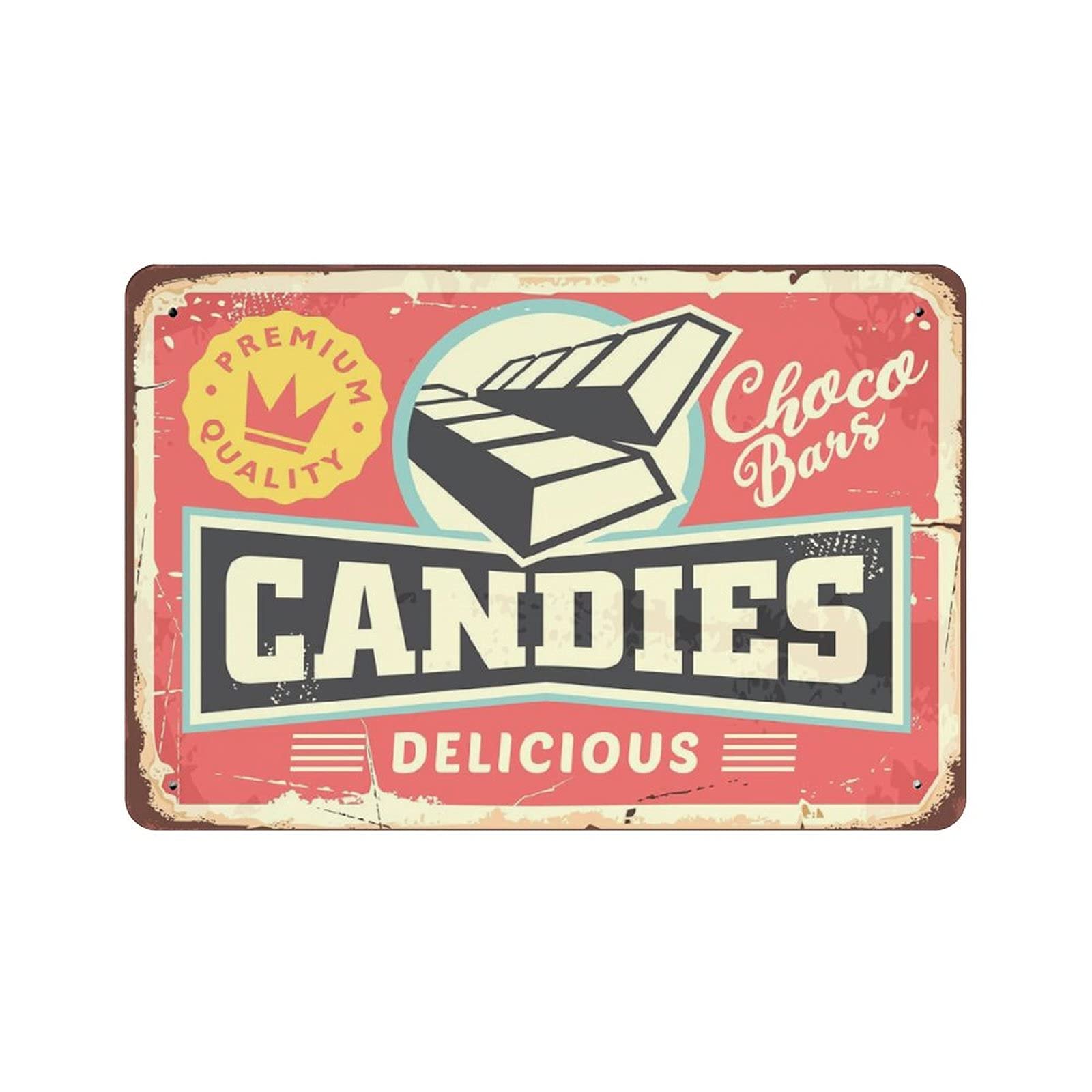 rayprint Metal Tin Sign Candies And Chocolate Bar Vintage Tin Poster Metal Sign Wall Decoration Country Kitchen Home Garage Decor 8"x12"
