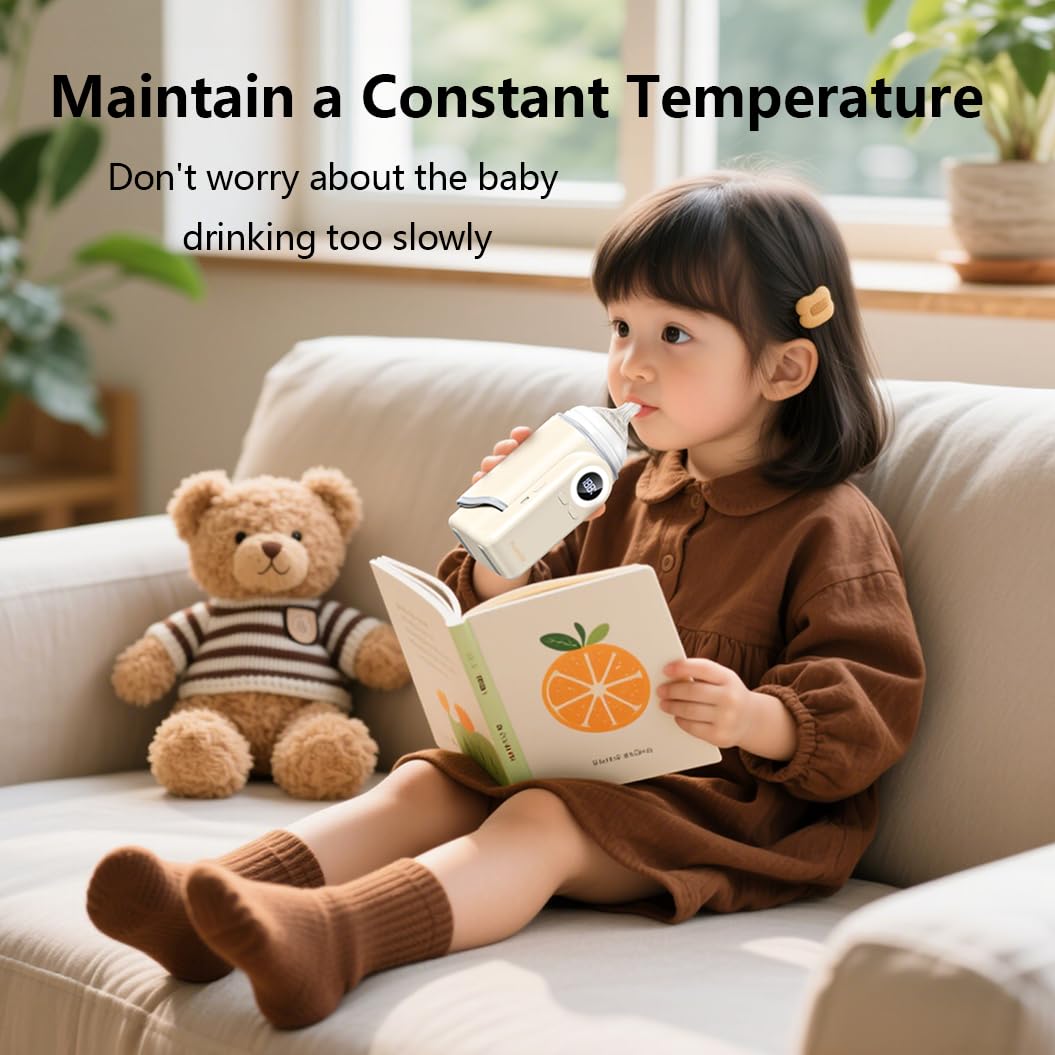 Chauffe-biberon portable pour un chauffage rapide et une conservation du lait chaud à température constante, compact et léger (blanc)