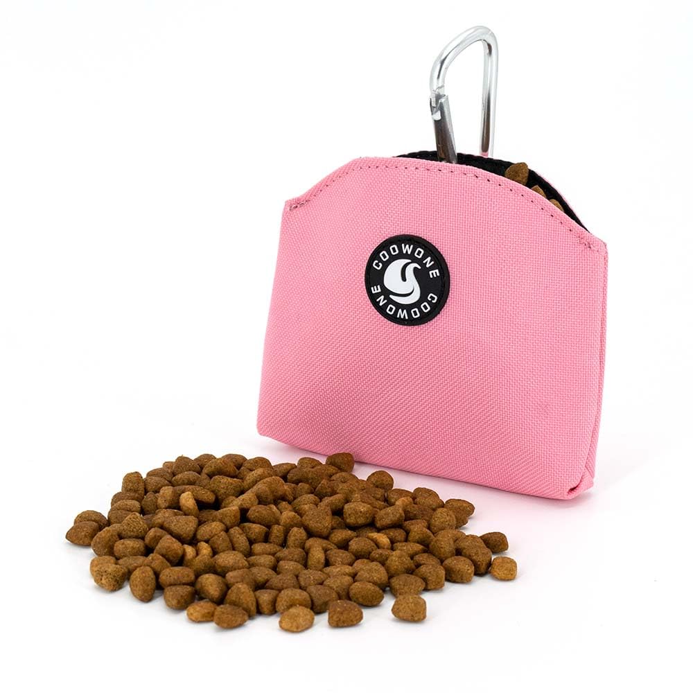COOWONE Bolsa para golosinas con apertura magnética para bolsas de aperitivos para perros, con clip (rosa)