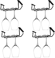 Vista 7 de Estante para copas de vino de 14 pulgadas, soporte para copas de vino bajo gabinete de acero inoxidable con acabado cromado - soporte colgante