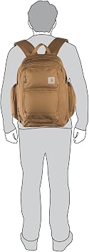 Carhartt 35L Triple-Compartment Backpack, Durable Pack with Laptop Sleeve and Duravax Abrasion Resistant Base, Carhartt Brown