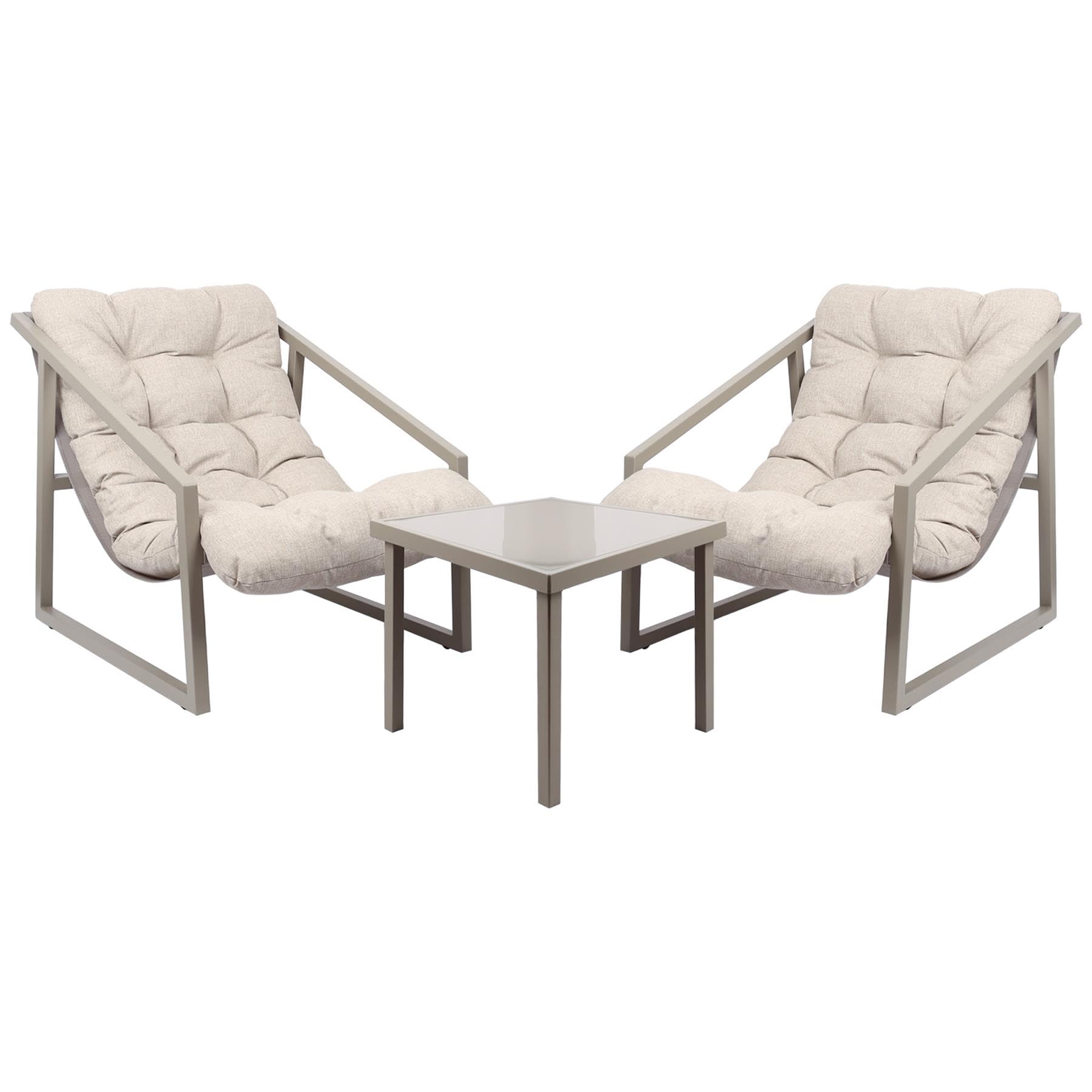 Harbour Housewares 3 Piece Patio Bistro Set Beige Garden Furniture Set