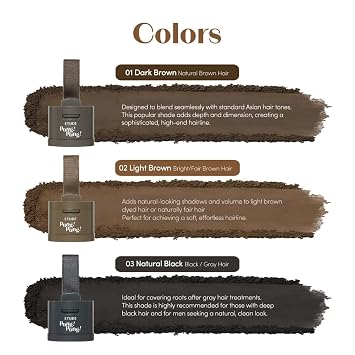 ETUDE Hair Pang Pang hairline powder Root Touch Up Hair Color, Waterproof, For Facial Makeup, Hairline and Thin Hair - Natural Black