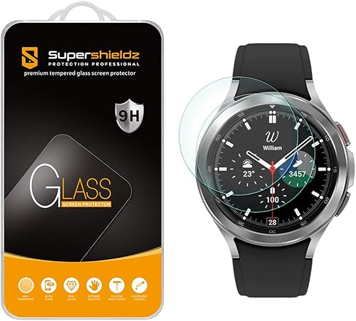 Supershieldz Protector de pantalla de vidrio templado diseñado para Samsung Galaxy Watch 4 Classic (1.81 pulgadas), antiarañazos, sin burbujas