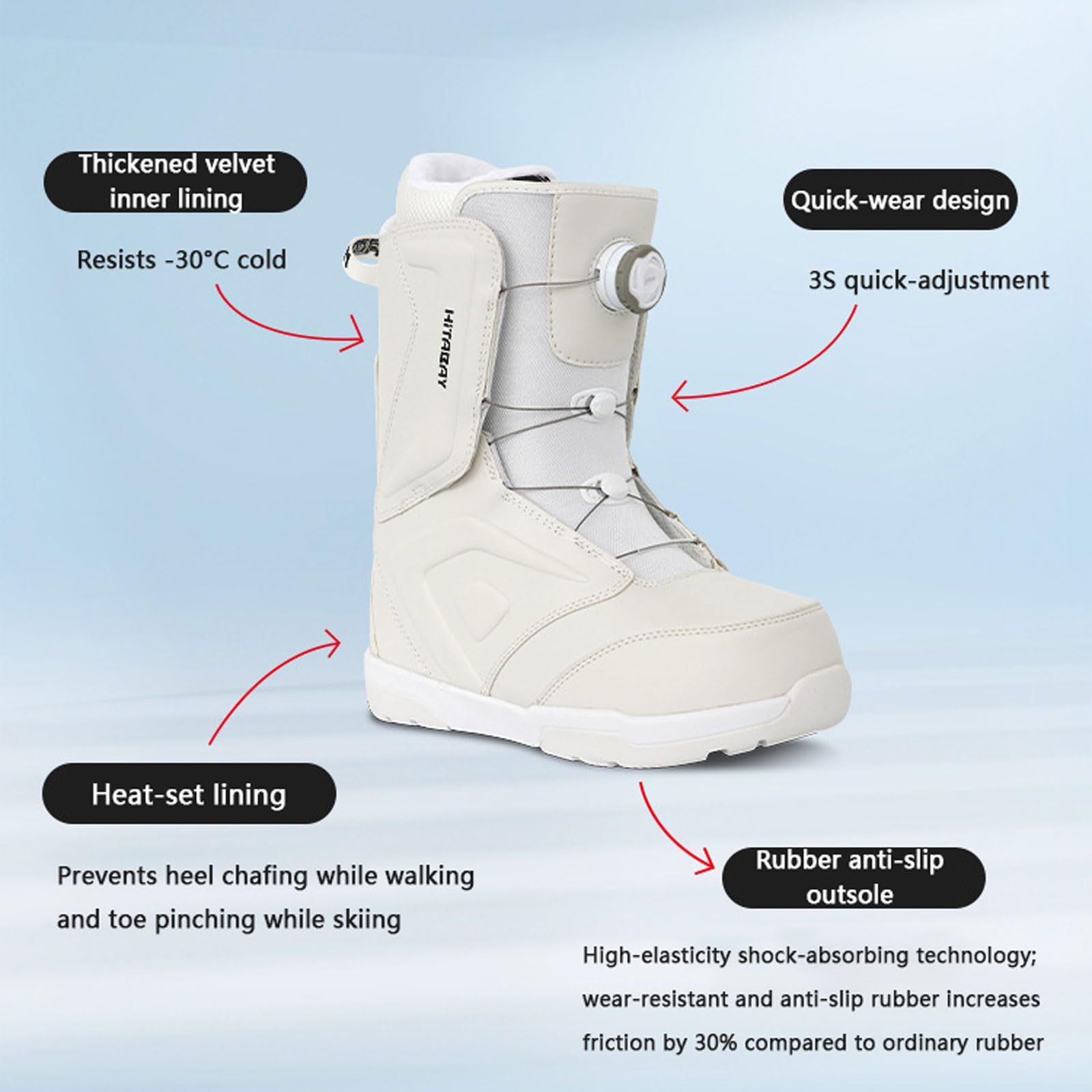 Herren Snowboard Boots Damen Snowboard Boots Schnellschnürsystem Boot All Mountain Freeride Freestyle Snowboardschuhe Verdickt für mehr Wärme Bequeme Passform,2 x Farben,Größen 36-45