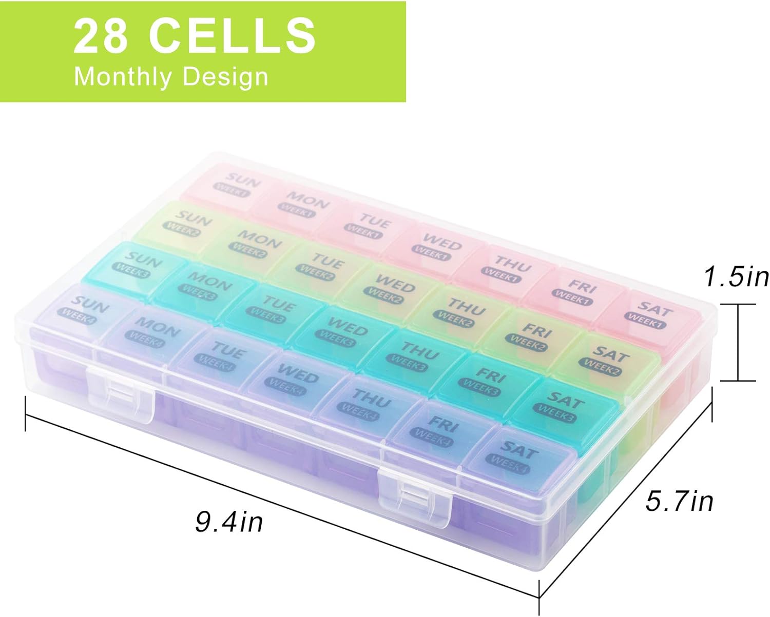 DANYING XL Monthly Pill Organizer 1 Time a Day with Dust-Proof Case, Extra Large 4 Weeks Pill Box Once a Day, 28 Days Pill Container 1 Per Day, Weekly Vitamin Case, Daily Medicine Organizer : Health & Household