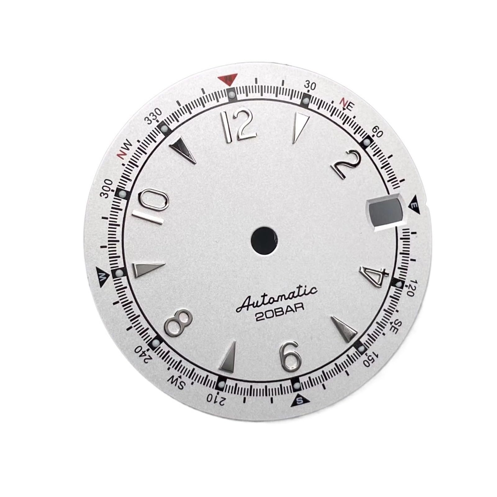 FDCSKINX 28.5mm Watch Dial Vintage Olive Green Luminous For SKX Mod No logo for NH35/4R Movement Replacement(White Silver Mark)