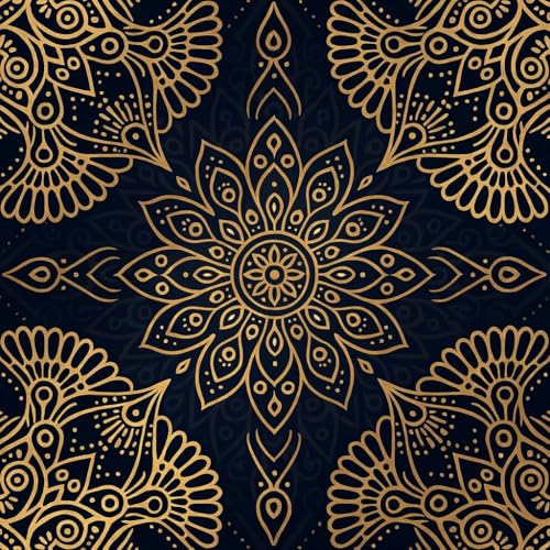IOHEFY Peel and Stick Floor Tile 12x12 Black and Gold