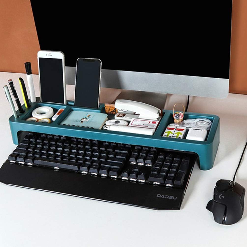 Cabilock Desk Organiser Small Storage Keyboard Commodity Shelf Pen Holder - Shelf Over Keyboard for Cell Phone Tablet (Black)