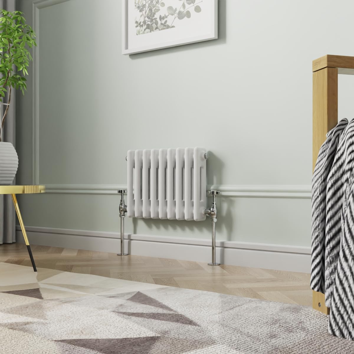 NRG 300 X 425 mm Gloss White Horizontal Cast Iron Radiator Double Panel