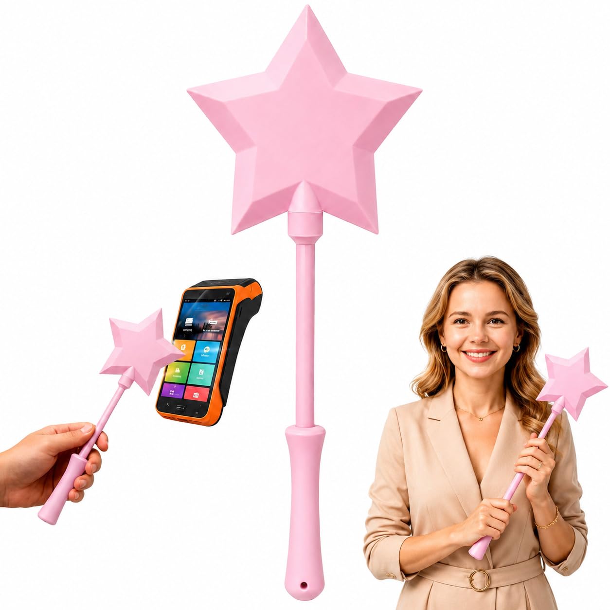 nezafly Credit Card Wand 3D Printed Magic Fairy Wand Card Holder Star Tap To Pay Payment Fun Contactless Prop for Adults Cosplay Magicians Performers Raves Parties Pranks Shopping
