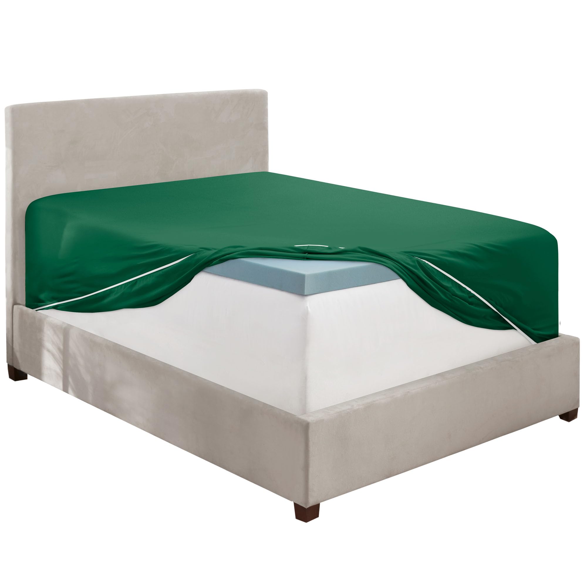 Hearth & Harbor Extra Deep Pocket California King Fitted Sheet – Fits 18 to 24 Inch Mattress – Ultra Soft 1800 Microfiber, Wrinkle-Free & Breathable – Hotel Luxury Fitted Sheet Only, Dark Green