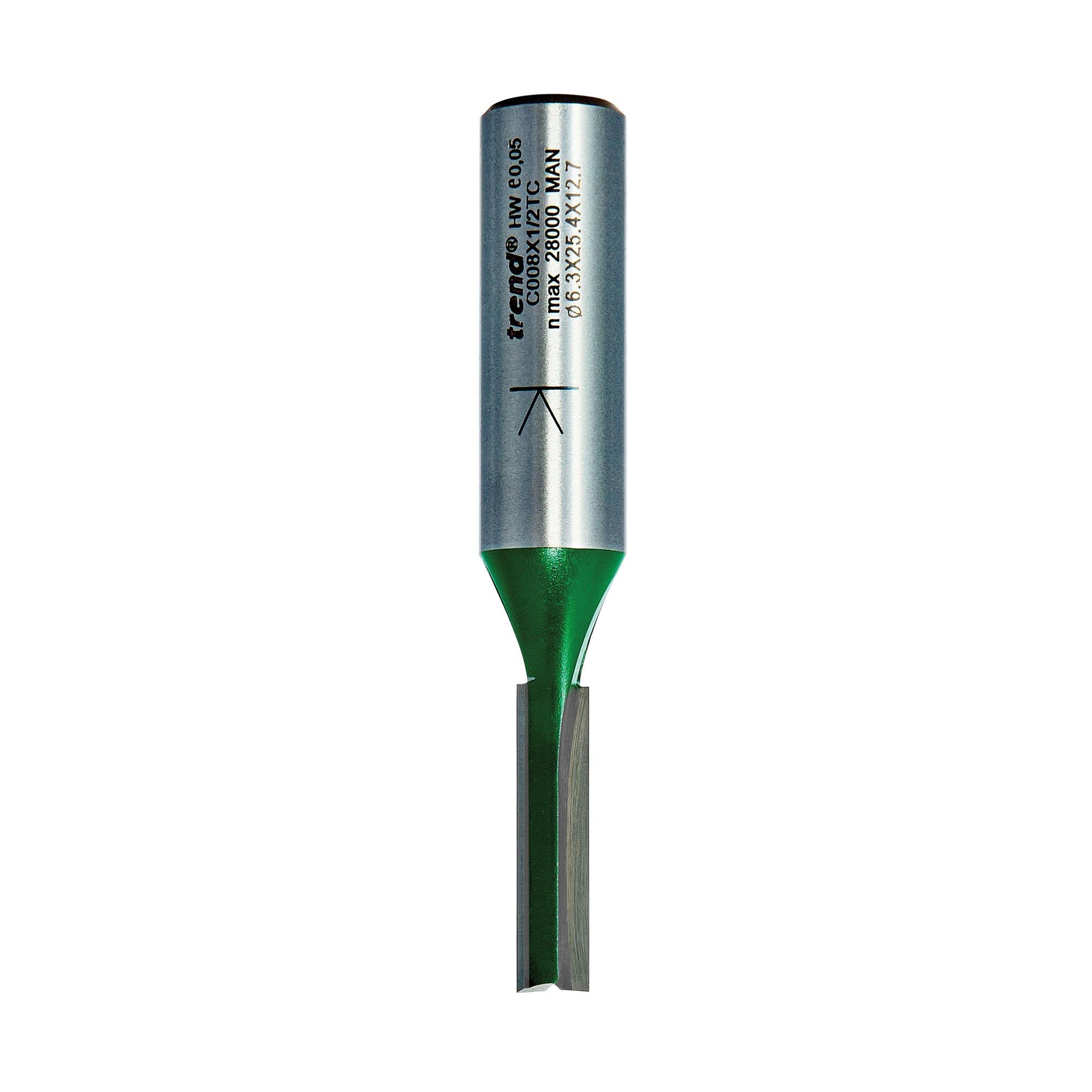 Trend CraftPro Straight Two Flute Router Cutter Bit, 1/2 Inch Shank, 6.3mm Cut Diameter & 25.4mm Cut Length - Image 2